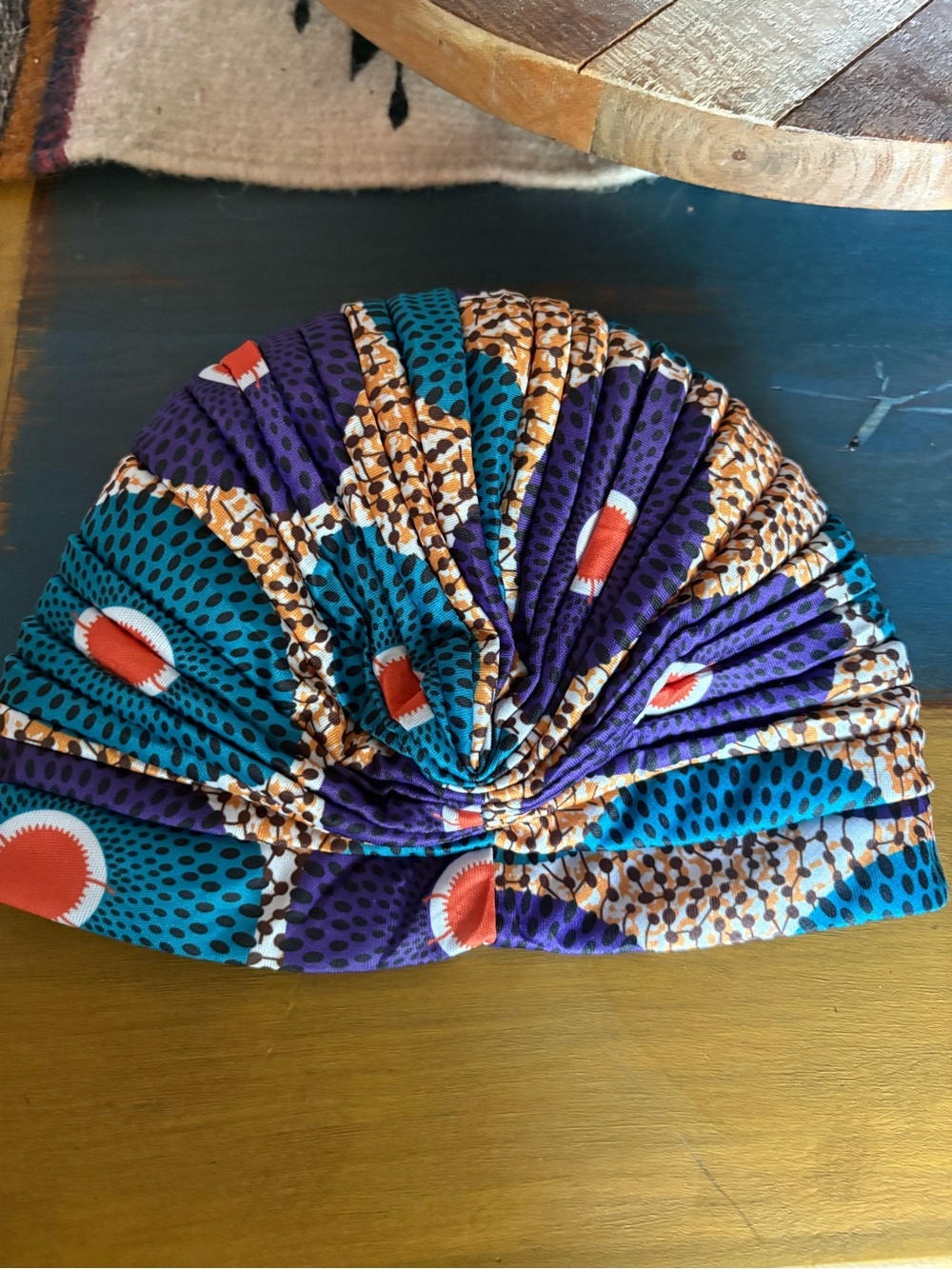 African Print Purple Floral Turban Headwrap